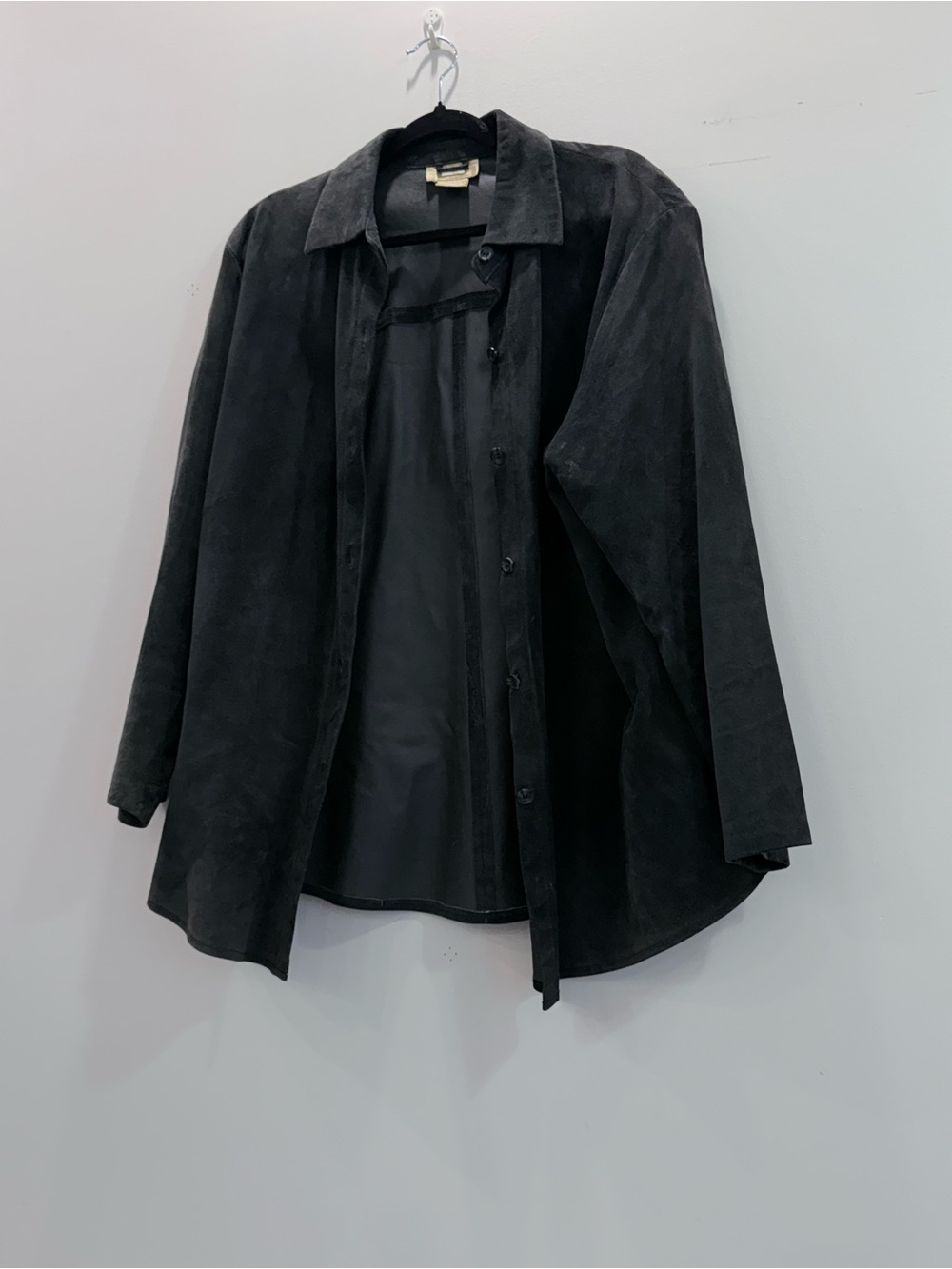Vintage 90s Cotton Ginny Plus Charcoal Black Genuine Suede Shacket Size S/P